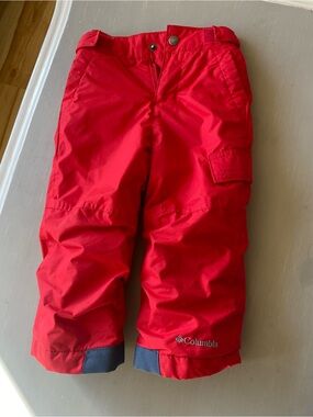 Columbia Kids Red Snow Pants with Dark Hem Accents